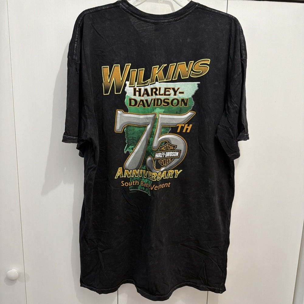 NEW Harley Davidson T-Shirt ADT DYED BLACK, Wilkins South Barre VT, Men's Sz XL
